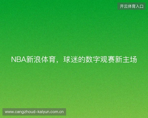 NBA新浪体育，球迷的数字观赛新主场